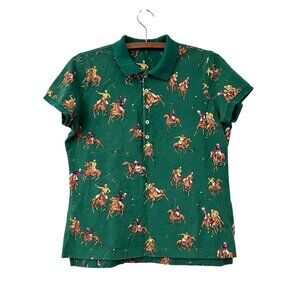 Ralph Lauren Blue Label Green Polo Print Top